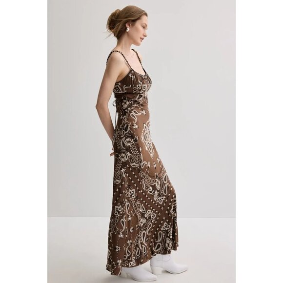 Sandro Bandana Print sleeveless Midi Dress Size 6 - Picture 2 of 16